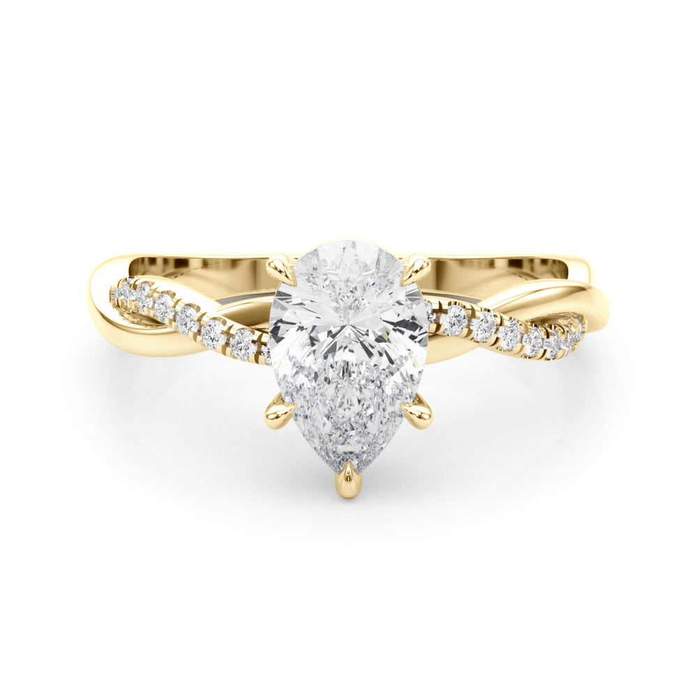 14K Yellow Gold Pear Shape Diamond Twisted Shank Engagement Ring (1.10ctw)