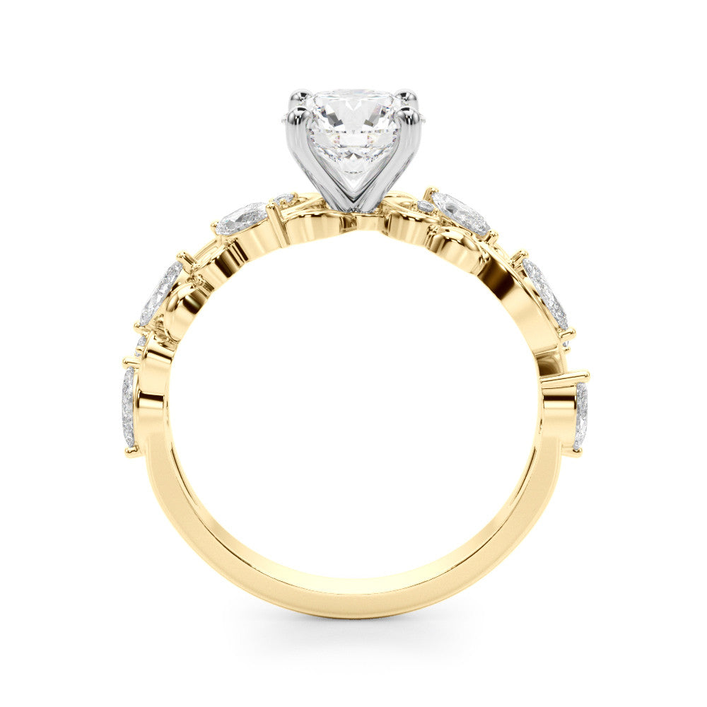 14K Yellow Gold Round Brilliant Diamond Vine Inspired Engagement Ring With Diamond Accents (1.50ctw)