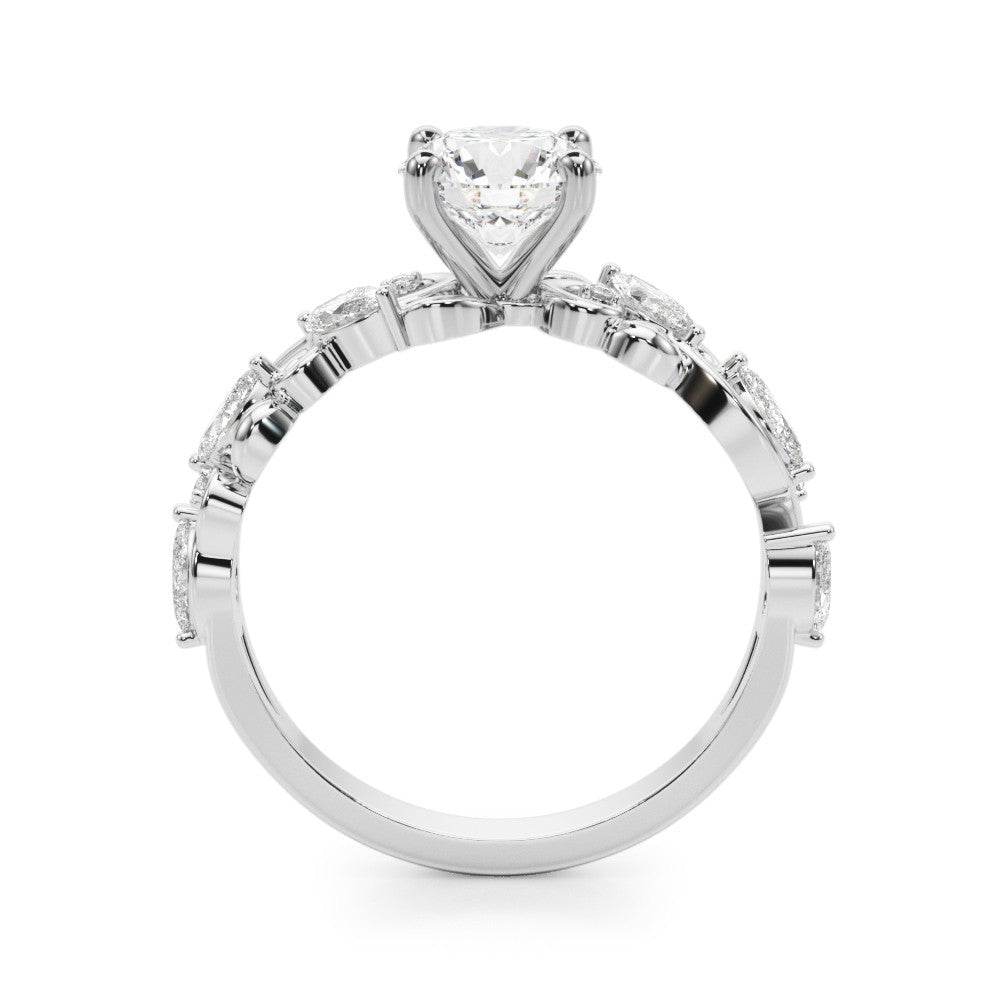 14K White Gold Round Brilliant Diamond Vine Inspired Engagement Ring With Diamond Accents (1.50ctw)