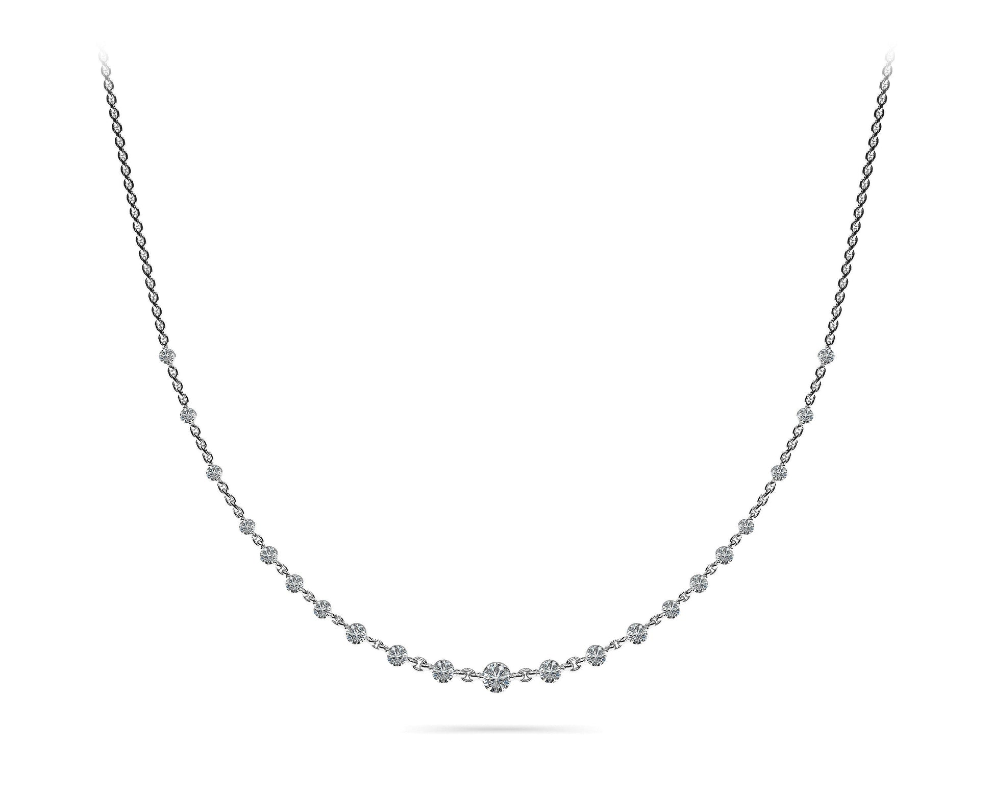 14K White Gold Floating Round Diamond Necklace (4ctw)