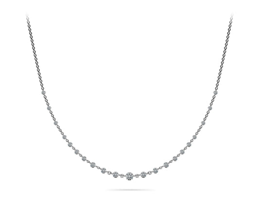 14K White Gold Floating Round Diamond Necklace (4ctw)