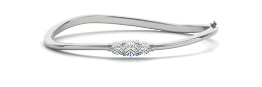 14K White Gold Three Diamond Bangle (.50ctw)