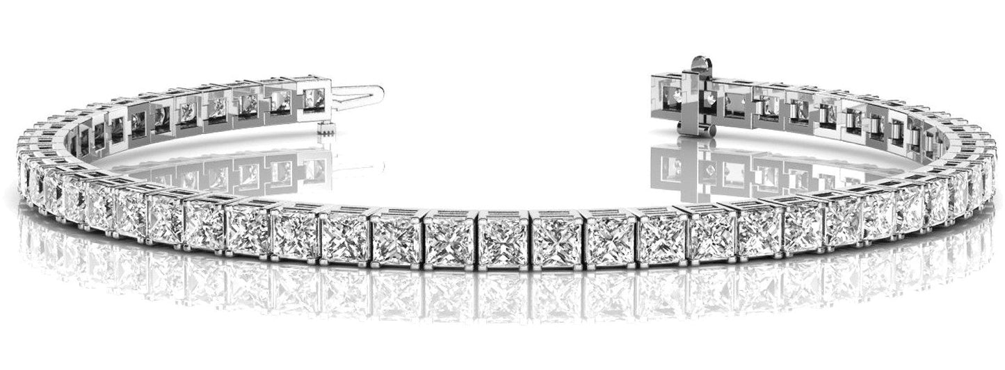 14K White Gold Princess Cut Diamond Tennis Bracelet (4ctw)