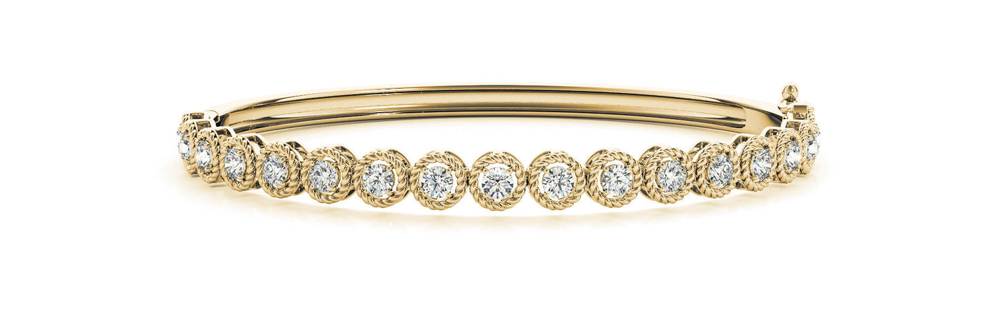 14K Yellow Gold Diamond Bangle With Braided Halo Accents (1.50ctw)