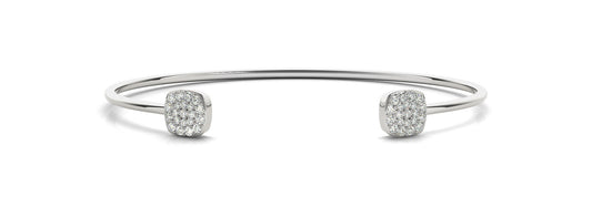 14K White Gold Negative Space Pave Diamond Bangle (.30ctw)