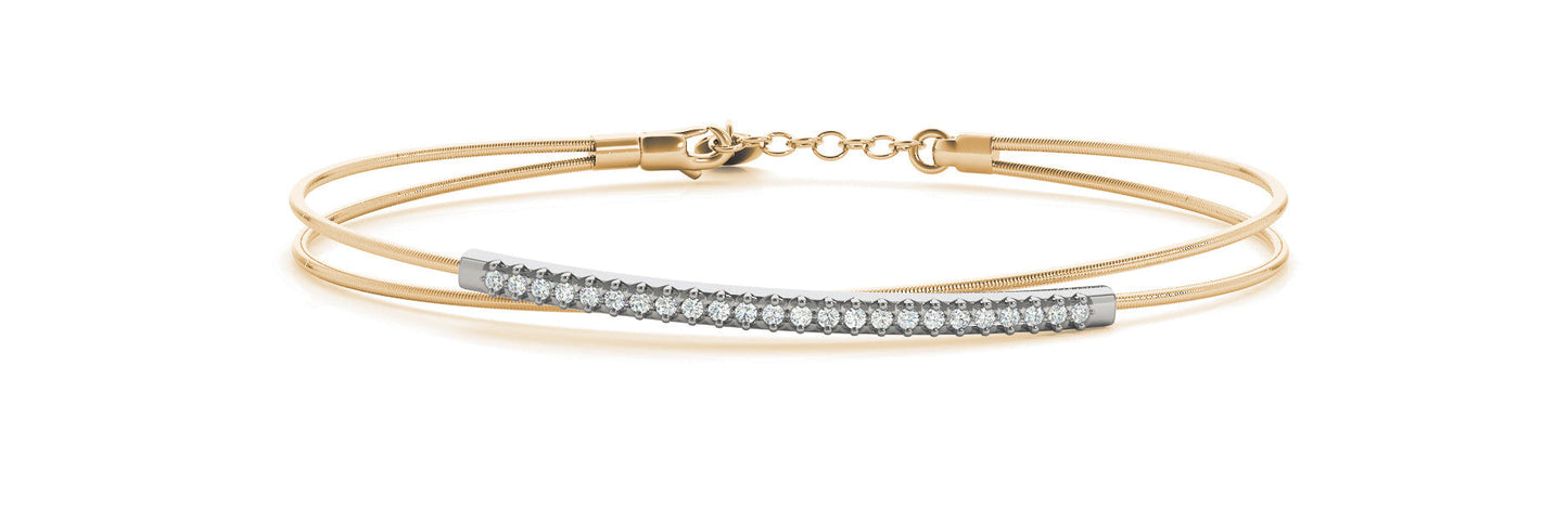 14K Yellow Gold Diamond Bar Criss-Cross Bracelet (.15ctw)