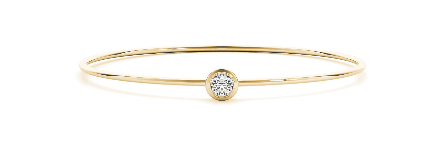 14K Yellow Gold Diamond Bezel Solitaire Bangle (.30ct)