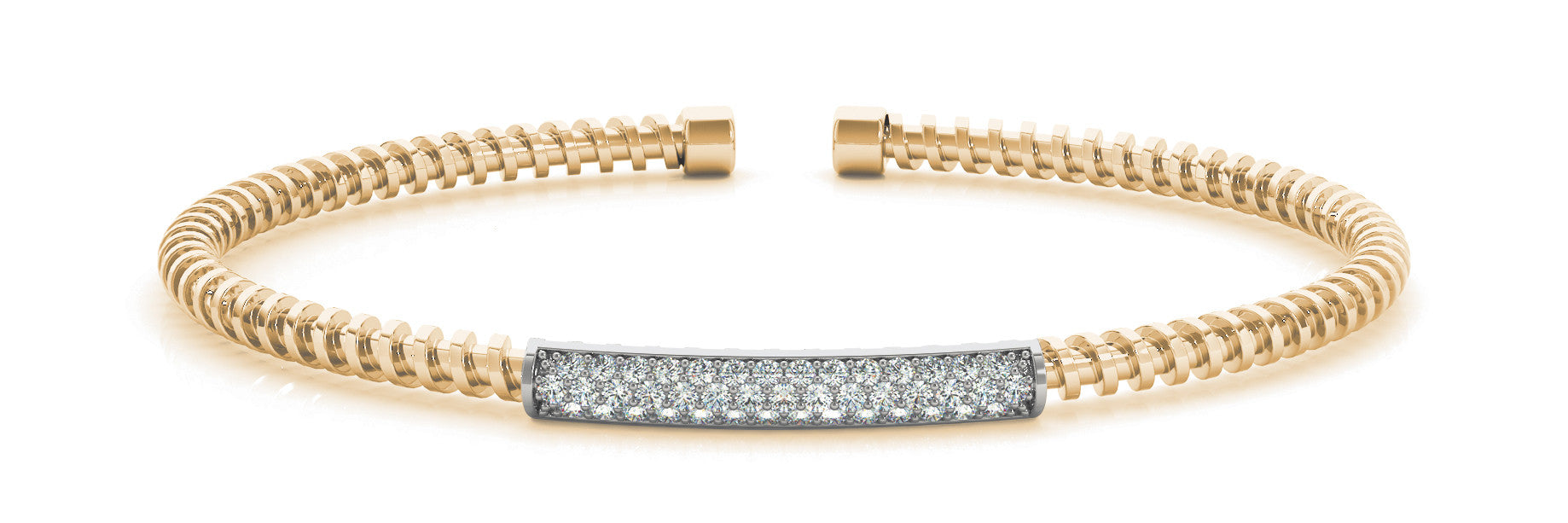 14K Yellow Gold Pave Diamond Bar Cuff Bracelet (.50ctw)