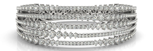 14K White Gold Five Row Diamond Bangle (5.50ctw)