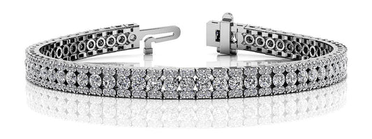 14K White Gold Round Diamond Channel Set Bracelet With Pave Accents (6ctw)