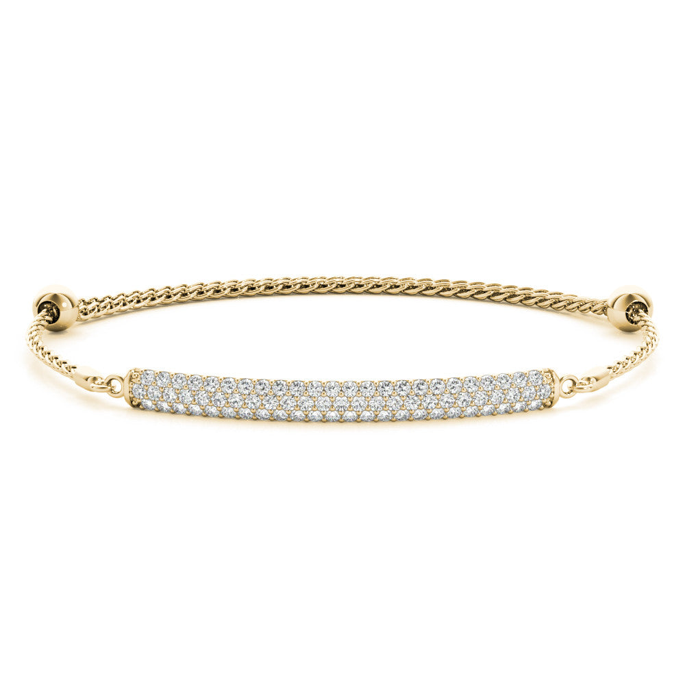 14K Yellow Gold Pave Diamond Adjustable Fashion Bracelet (.75ctw)