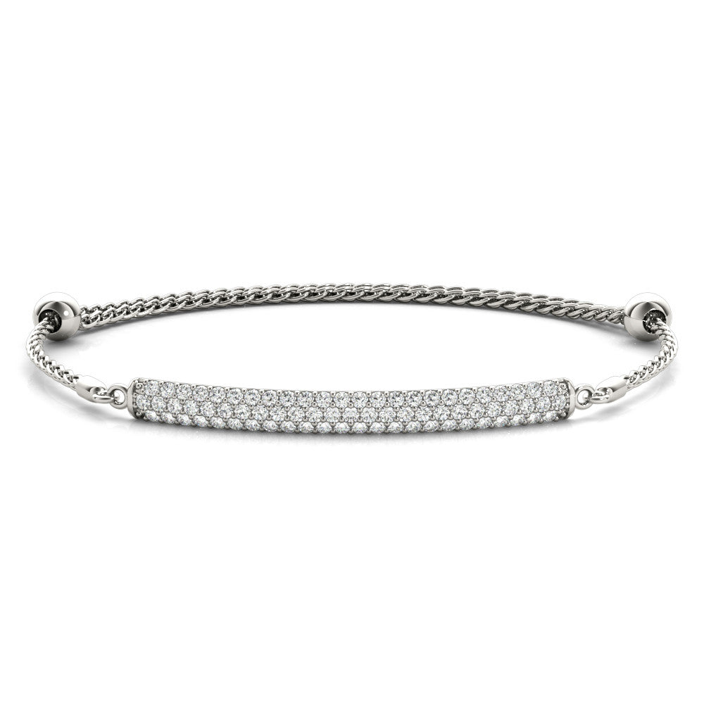 14K White Gold Pave Diamond Adjustable Fashion Bracelet (.75ctw)