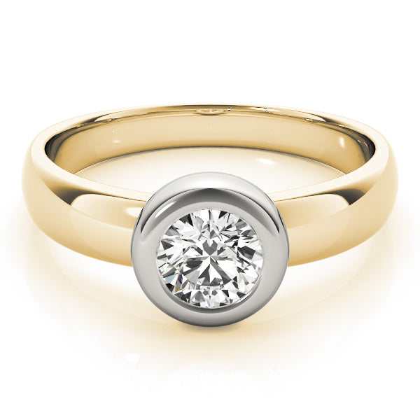 14K Yellow Gold Round Brilliant Bezel Set Diamond Engagement Ring (1ct) 