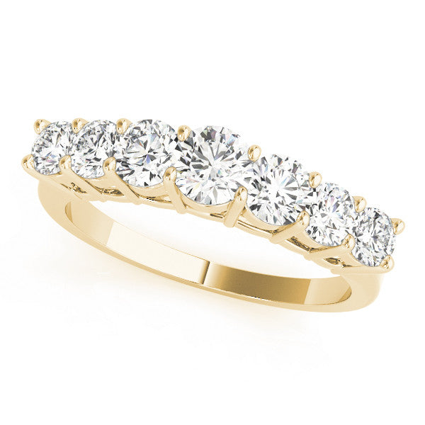 14K Yellow Gold Round Brilliant Diamond 7 Stone Basket Set Wedding Ring (.25ctw) 