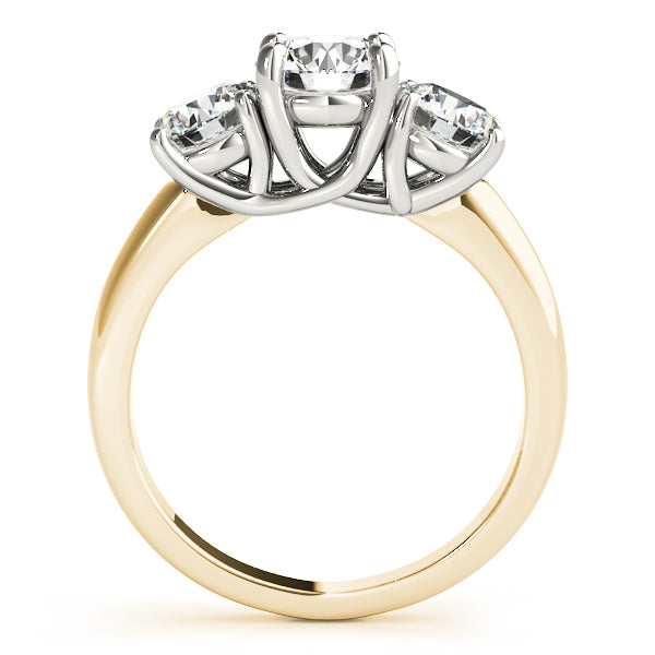 14K Yellow Gold Round Brilliant Diamond Trellis Three Stone Engagement Ring (1.50ctw)