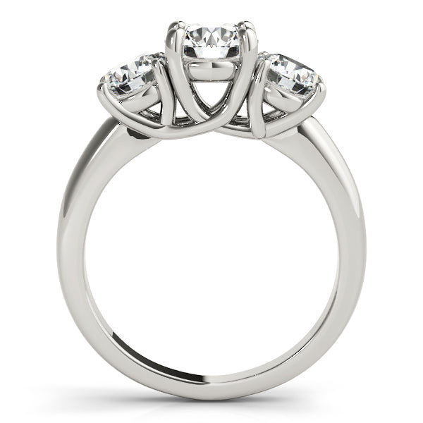 14K White Gold Round Brilliant Diamond Trellis Three Stone Engagement Ring (1.50ctw)