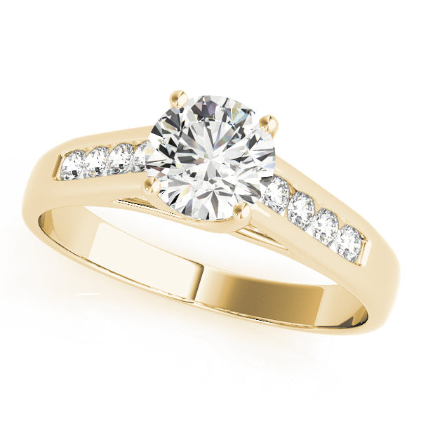 14K Yellow Gold Round Brilliant Trellis Engagement Ring With Channel Set Diamond Accents (1.12ctw) 