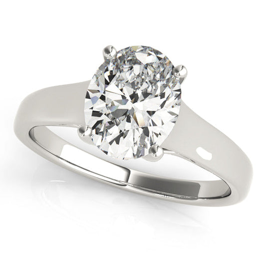 14K White Gold Oval Diamond Trellis Solitaire Engagement Ring (1ct) 