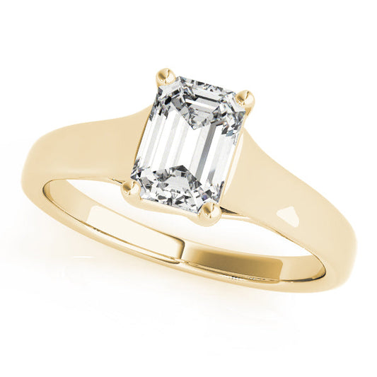 14K Yellow Gold Emerald Cut Diamond Trellis Solitaire Engagement Ring (1ct) 