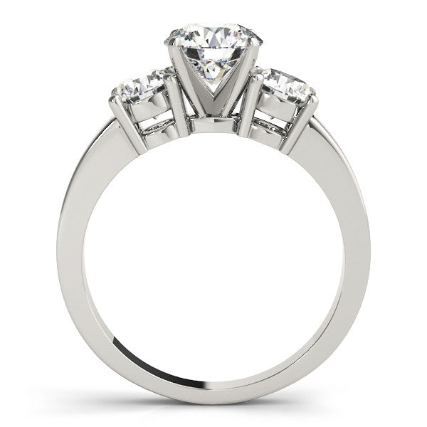 14K White Gold Round Brilliant Diamond Basket Set Three Stone Engagement Ring (1.50ctw) 