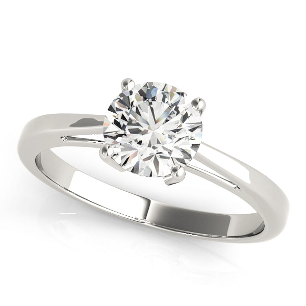 14K White Gold Round Brilliant Diamond Open Gallery Solitaire Ring (1ct) 