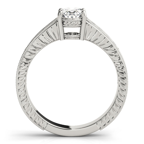 14K White Gold Oval Diamond Engagement Ring With Channel Set Accent Diamonds and Engraved Shank (1.20ctw) 