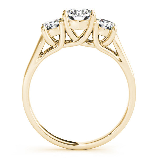 14K Yellow Gold Round Brilliant Three Diamond Trellis Engagement Ring (1.50ctw)