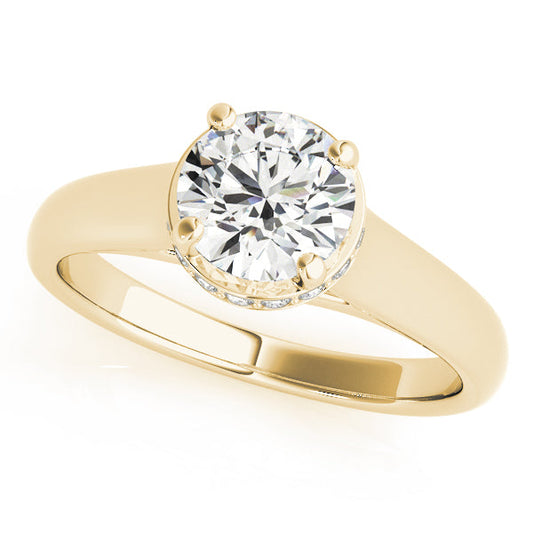 14K Yellow Gold Round Brilliant Diamond Hidden Halo Trellis Engagement Ring (1.10ctw)