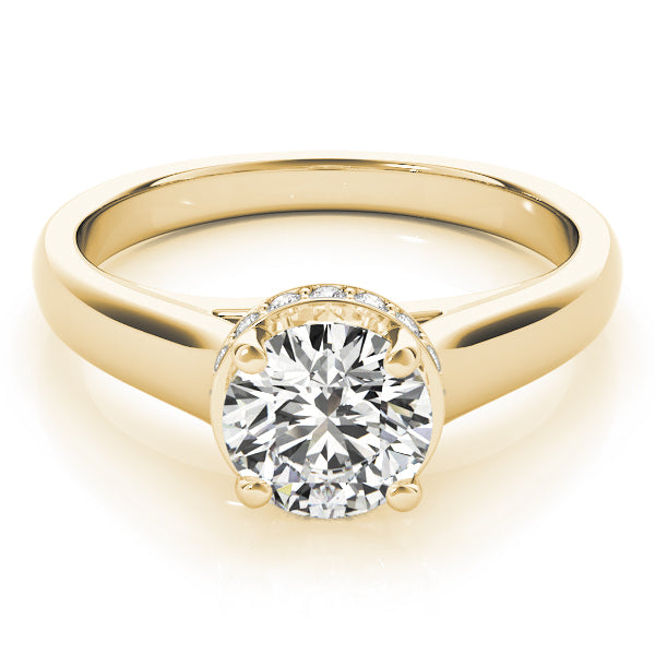 14K Yellow Gold Round Brilliant Diamond Hidden Halo Trellis Engagement Ring (1.10ctw)