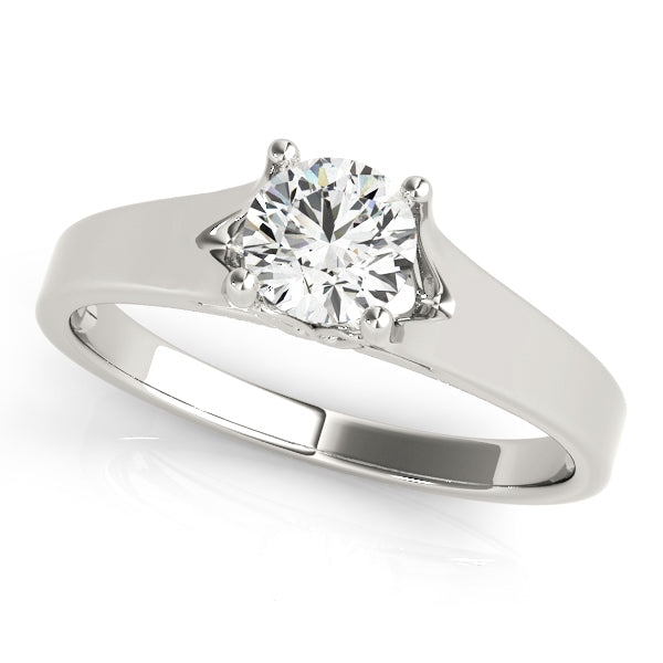 14K White Gold Round Brilliant Split Shank Solitaire Engagement Ring (1ct)