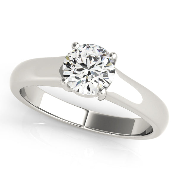 14K White Gold Round Brilliant Diamond Basket Set Solitaire Engagement Ring (1ct) 