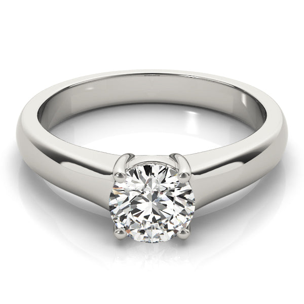 14K White Gold Round Brilliant Diamond Basket Set Solitaire Engagement Ring (1ct) 