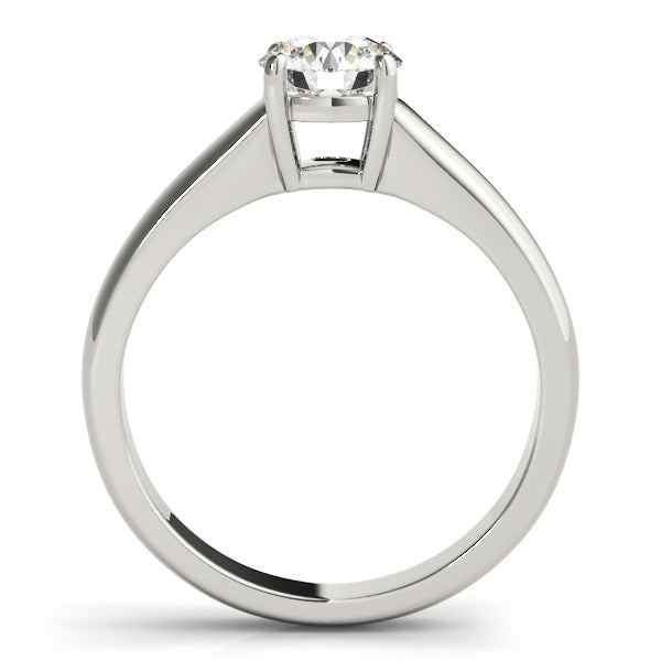 14K White Gold Round Brilliant Diamond Basket Set Solitaire Engagement Ring (1ct) 