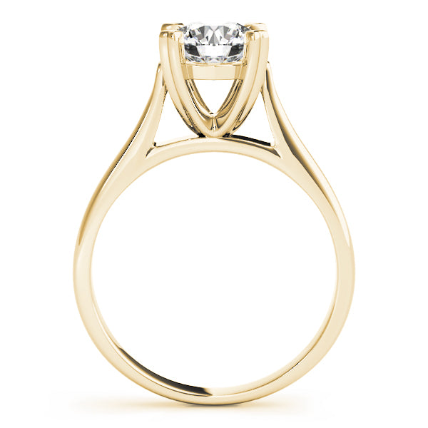 14K Yellow Gold Round Brilliant Diamond Basket Set Cathedral Style Solitaire With Heart Shaped Prongs (1ct) 