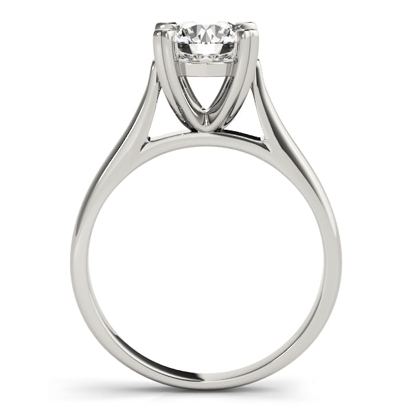 14K White Gold Round Brilliant Diamond Basket Set Cathedral Style Solitaire With Heart Shaped Prongs (1ct) 