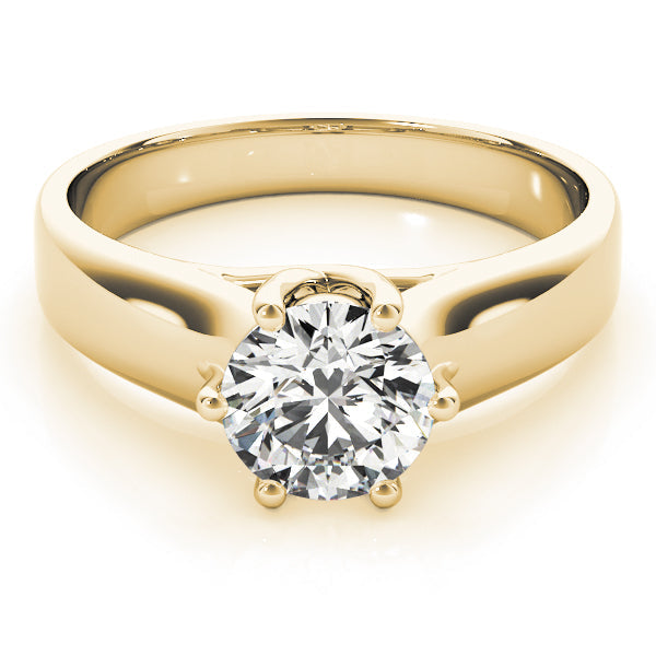 14K Yellow Gold Round Brilliant Six Prong Trellis Diamond Engagement Ring (1ct) 