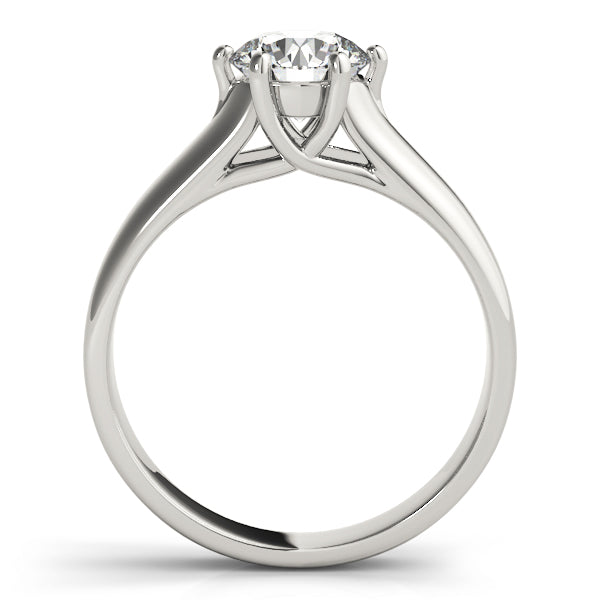 14K White Gold Round Brilliant Six Prong Trellis Diamond Engagement Ring (1ct) 