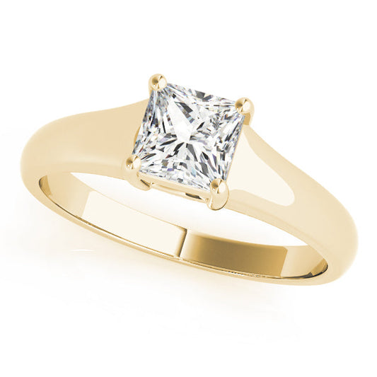 14K Yellow Gold Princess Cut Basket Set Diamond Solitaire (1ct) 