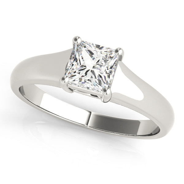 14K White Gold Princess Cut Basket Set Diamond Solitaire (1ct) 