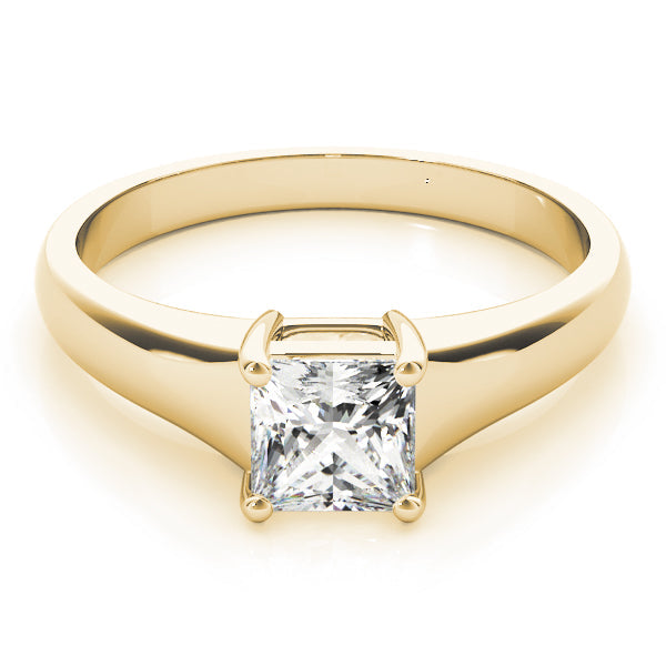 14K Yellow Gold Princess Cut Basket Set Diamond Solitaire (1ct) 