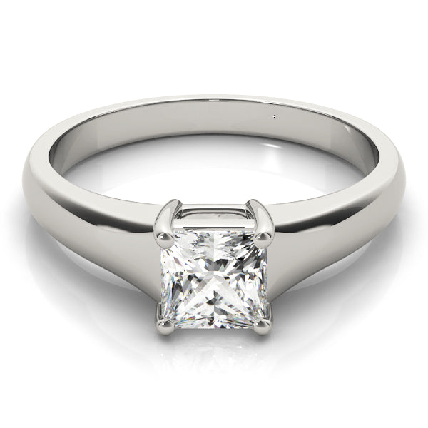 14K White Gold Princess Cut Basket Set Diamond Solitaire (1ct) 