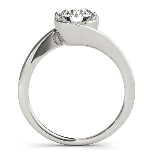 14K White Gold Round Brilliant Semi-Bezel Freeform Diamond Engagement Ring (1ct)