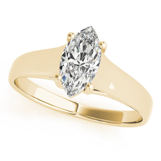 14K Yellow Gold Marquise Diamond Solitaire Engagement Ring (1ct) 