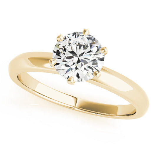 14K Yellow Gold Round Brilliant Six Prong Diamond Solitaire Engagement Ring (1ct) 