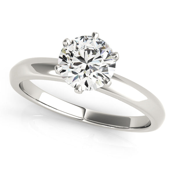 14K White Gold Round Brilliant Six Prong Diamond Solitaire Engagement Ring (1ct) 