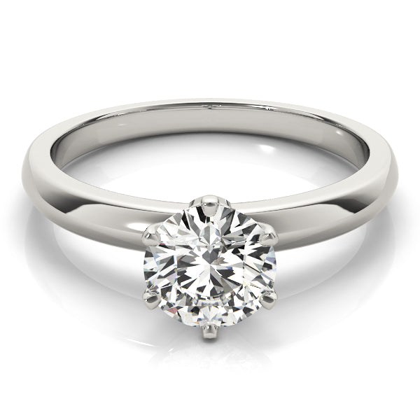 14K White Gold Round Brilliant Six Prong Diamond Solitaire Engagement Ring (1ct) 