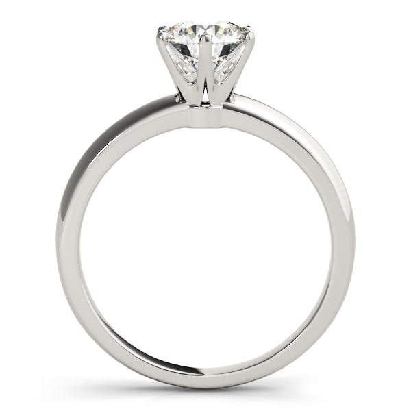 14K White Gold Round Brilliant Six Prong Diamond Solitaire Engagement Ring (1ct) 