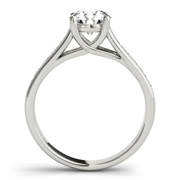 14K White Gold Round Brilliant Diamond Trellis Engagement Ring With Channel Set Accent Diamonds (1.38ctw) 