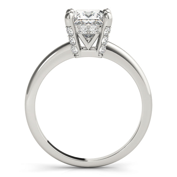 14K White Gold Princess Cut Diamond Engagement Ring With Diamond Accented Basket (1.10ctw)