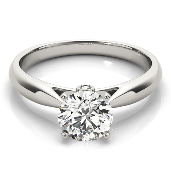 14K White Gold Round Brilliant Cathedral Style Diamond Accented Solitaire (1.05ctw)